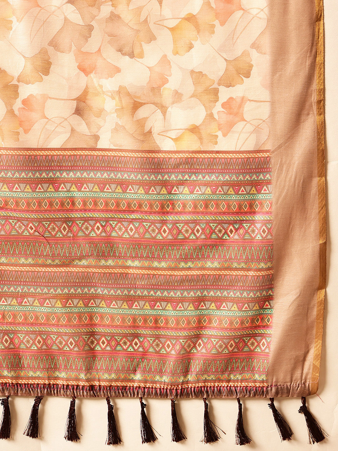 Ready To Wear Women's Block Print Cotton Saree With Blouse Piece