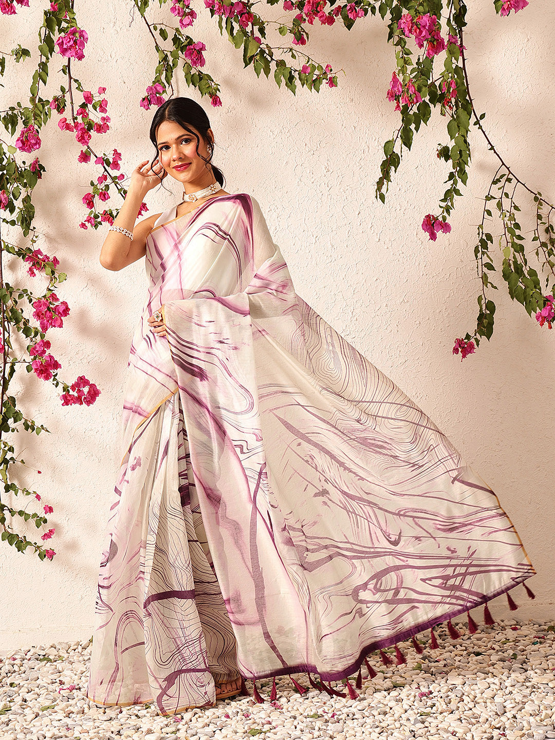 Ready To Wear Women's Chanderi Tie And Dye Digital Printed Saree