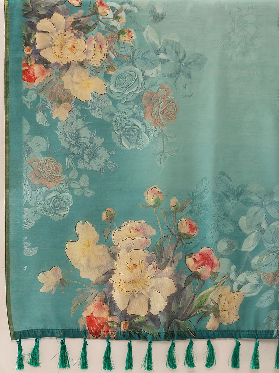 Ready To Wear Floral Printed Chanderi  Saree