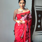Ready to-Wear Red Peacock Design Organza Saree