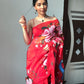 Ready to-Wear Red Peacock Design Organza Saree