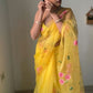 Ready To Wear Organza Silk Saree – Yellow Blossom