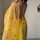 Ready To Wear Organza Silk Saree – Yellow Blossom