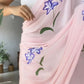 Ready To Wear Floral Lace Georgette Saree – Pink Petal Charm