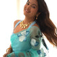 Ready to Wear - Sky Blue Floral Pure Soft Organza Silk Saree