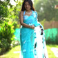 Ready to Wear - Sky Blue Floral Pure Soft Organza Silk Saree