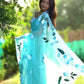 Ready to Wear - Sky Blue Floral Pure Soft Organza Silk Saree