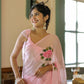 Ready To Wear Floral Georgette Saree – Pink Blossom