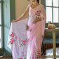 Ready To Wear Floral Georgette Saree – Pink Blossom