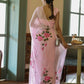 Ready To Wear Floral Georgette Saree – Pink Blossom