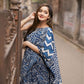 Ready To Wear Linen Silk Digital Print Saree – Blue Serenity