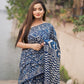 Ready To Wear Linen Silk Digital Print Saree – Blue Serenity