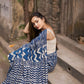 Ready To Wear Linen Silk Digital Print Saree – Blue Serenity