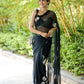 Ready to Wear - Black Floral Pure Soft Georgette Silk Saree