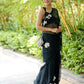 Ready to Wear - Black Floral Pure Soft Georgette Silk Saree