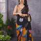 Ready to Wear - Black Floral Pure Soft Georgette Silk Saree