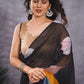 Ready to Wear - Black Floral Pure Soft Georgette Silk Saree