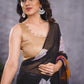 Ready to Wear - Black Floral Pure Soft Georgette Silk Saree