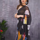 Ready to Wear - Black Floral Pure Soft Georgette Silk Saree