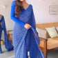 Ready to Wear - Blue Bandhani Pure Soft Georgette Silk Saree