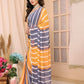 Ready to Wear Georgette Silk Saree - Gray & Yellow Laheriya Design