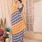 Ready to Wear Georgette Silk Saree - Gray & Yellow Laheriya Design