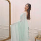 Ready to Wear - Sky Blue Handwork Heart Design Pure Soft Georgette Silk Saree