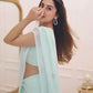Ready to Wear - Sky Blue Handwork Heart Design Pure Soft Georgette Silk Saree
