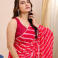 Ready to Wear - Red & White Laheriya Pure Soft Georgette Silk Saree