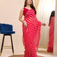 Ready to Wear - Red & White Laheriya Pure Soft Georgette Silk Saree