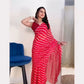 Ready to Wear - Red & White Laheriya Pure Soft Georgette Silk Saree