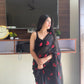 Ready to Wear - Pure Soft Georgette Silk Saree with Embroidered Red Heart Design