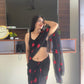 Ready to Wear - Pure Soft Georgette Silk Saree with Embroidered Red Heart Design