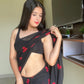 Ready to Wear - Pure Soft Georgette Silk Saree with Embroidered Red Heart Design