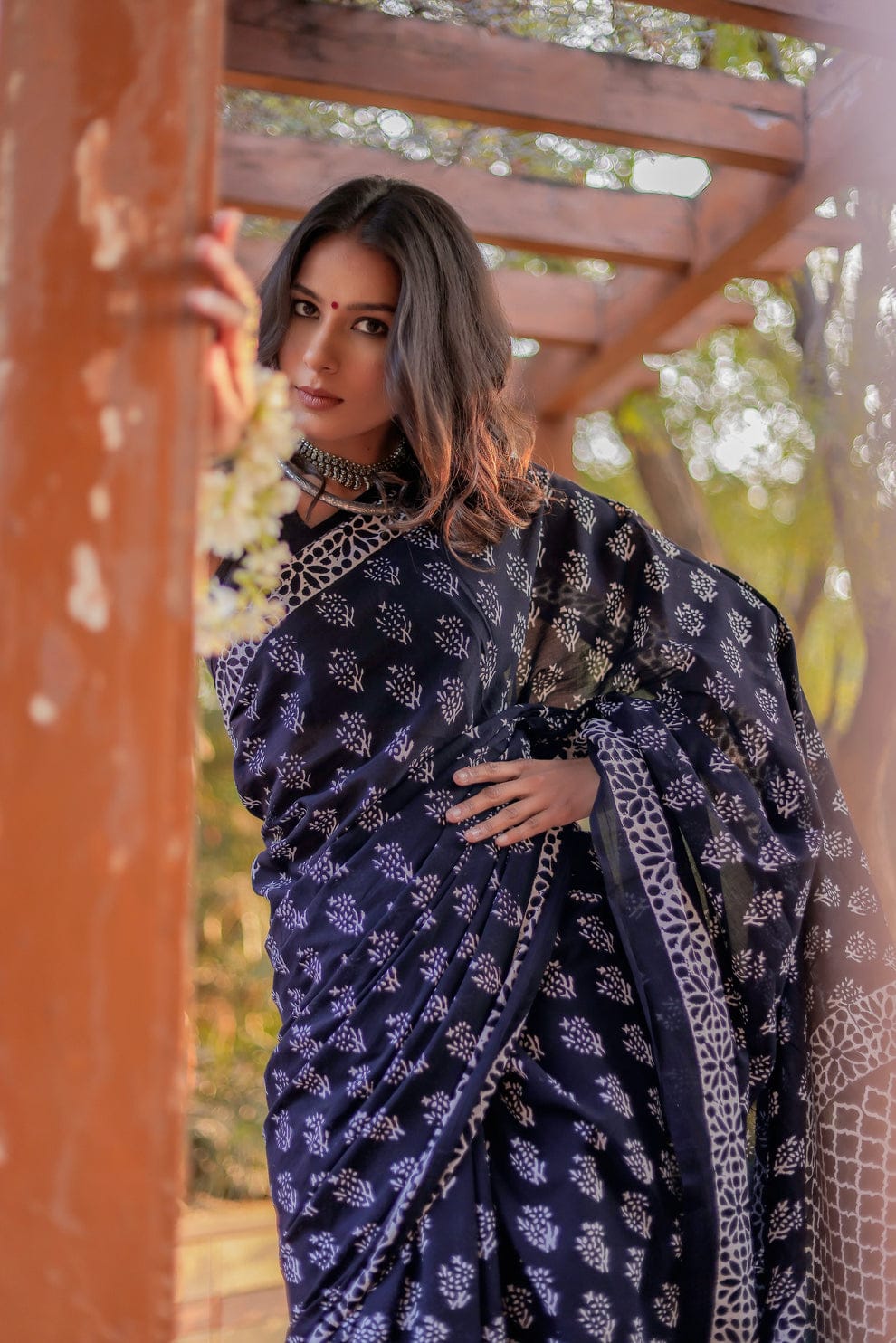 Ready to Wear - Pure Soft Linen Black Silk Saree