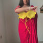 Ready To Wear Organza Silk Saree – Yellow Blossom